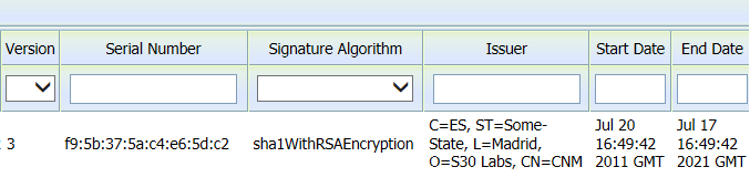 Resultados de la aplicacion de captura de info sobre los certificados ssl